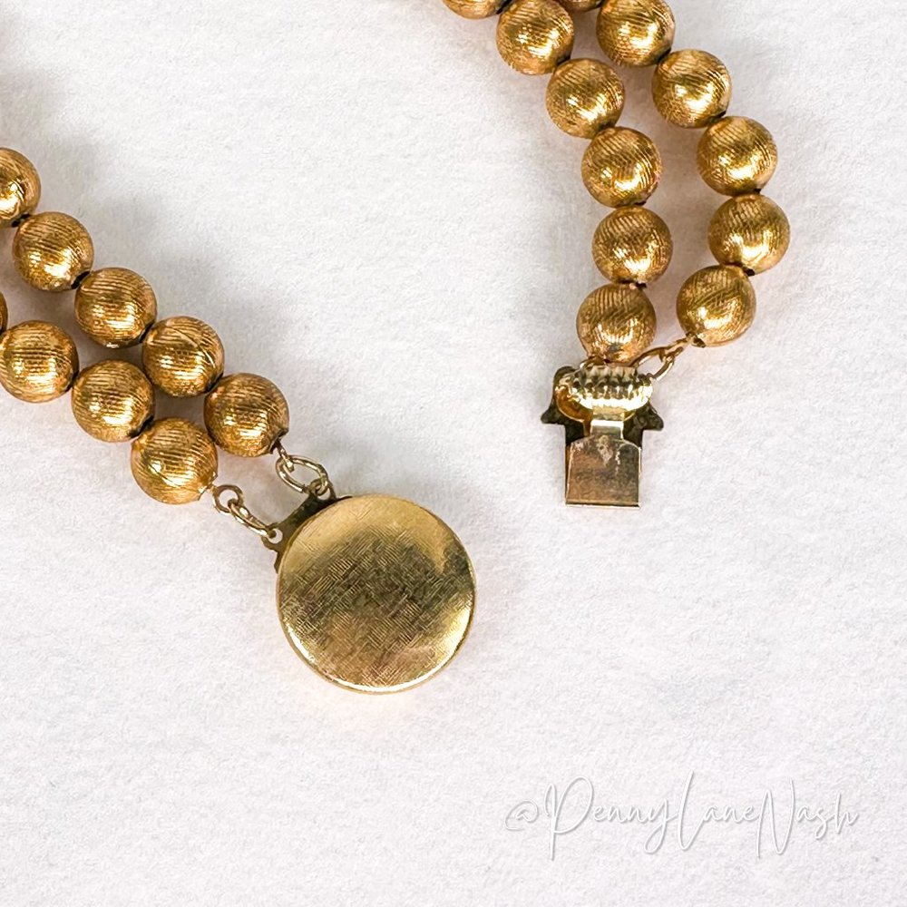 Vintage Double-Strand Gold Pearl Necklace - Picture 7 of 7